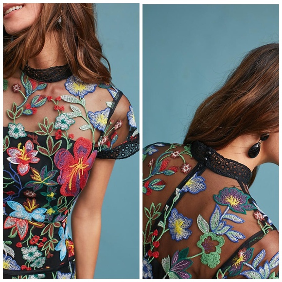 Anthropologie Vone Janine Embroidered Floral Dress - Picture 3 of 8